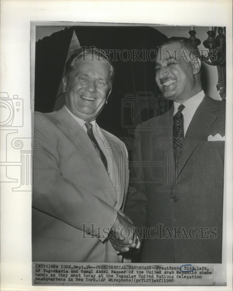 1960 Press Photo President Tito and Gamal Abdel Nasser Meet at U.N.N Headquarter-Historic Images