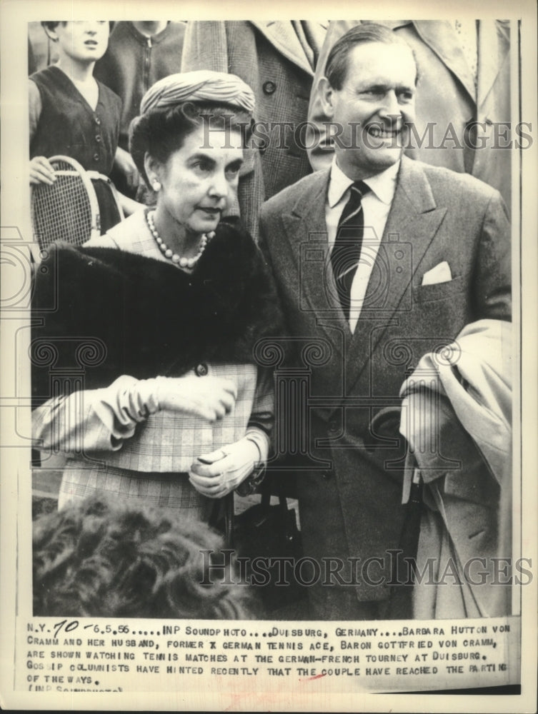 1956 Duisburg Germany Barbara Hutton von Gramm &amp; husband - Historic Images
