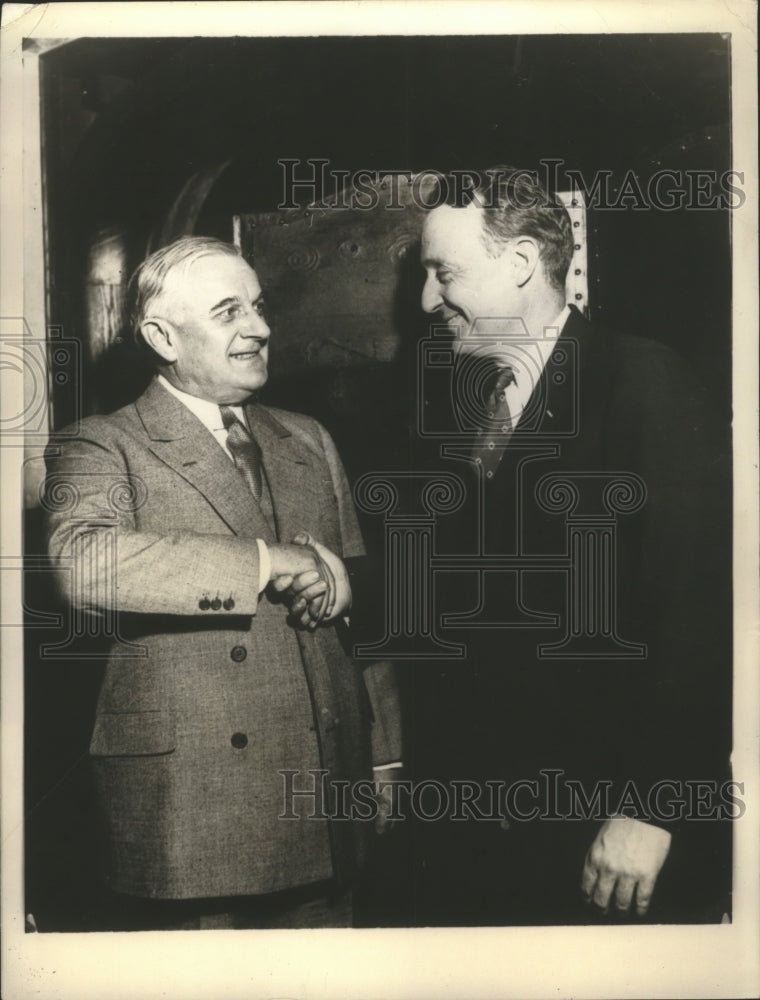 1934 Press Photo Pittsburgh PA Joseph E Guffett Senator elect &amp; Geo Earle III - Historic Images