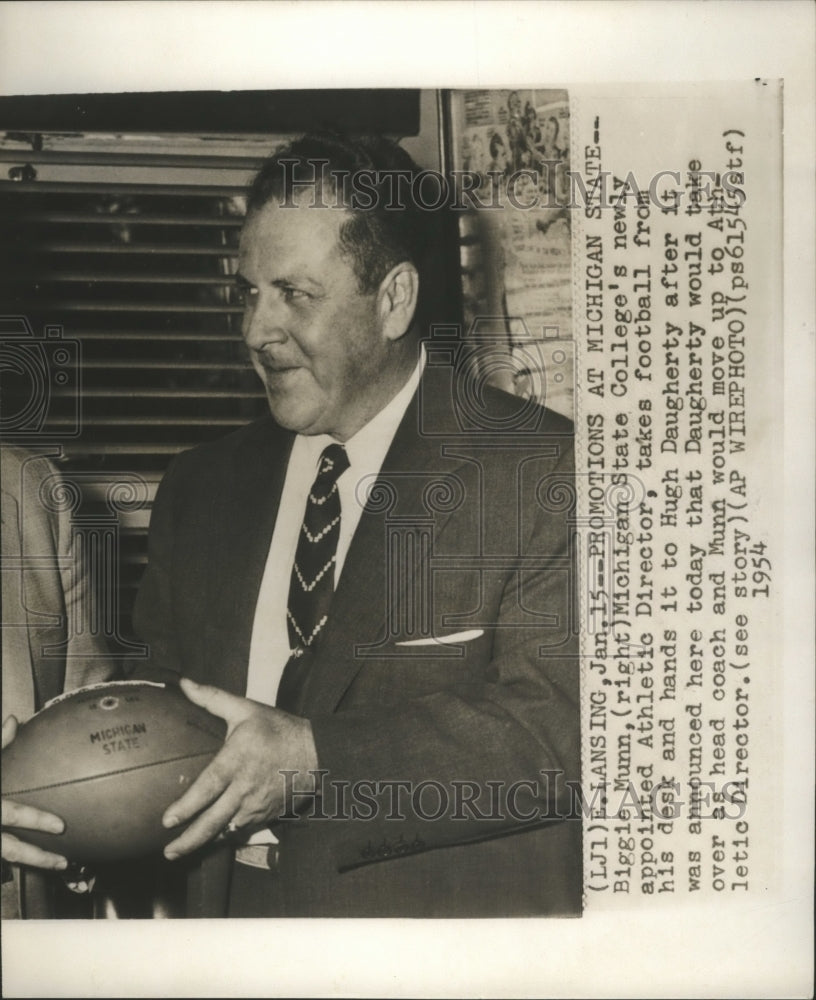 1954 Press Photo Biggie Munn, Michigan State College Athletic Director-Historic Images