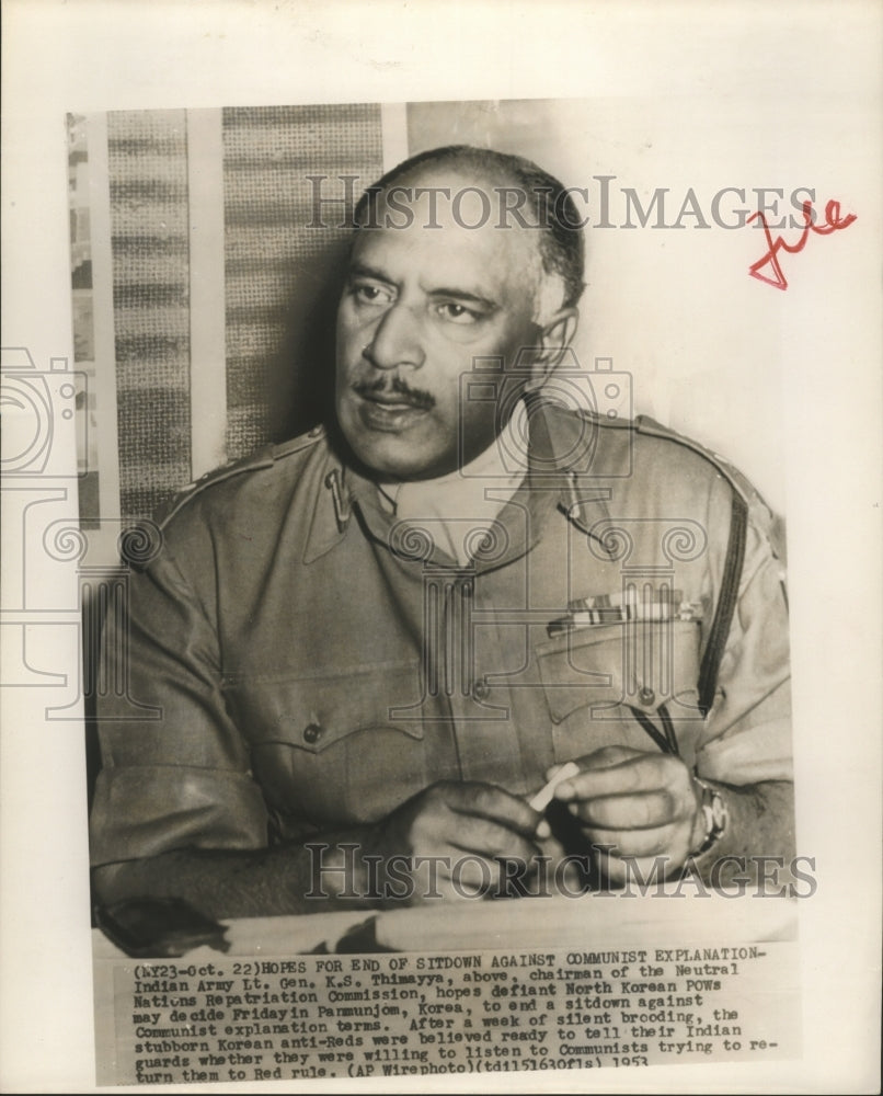 1953 Indian Army Lt. Gen. K.S.Thimayya of Neutral  Repatriation - Historic Images