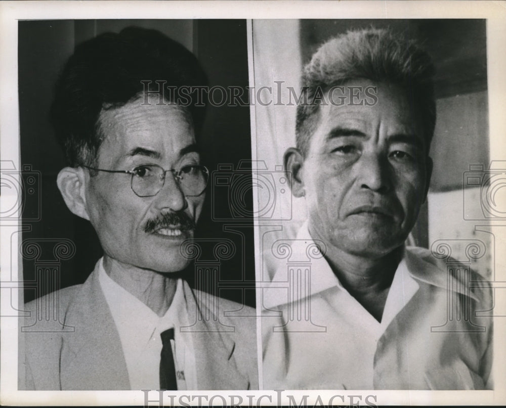 1956 Press Photo Kamejiro Senaga president Okinawa Peoples Party &amp; Genshu Asato-Historic Images