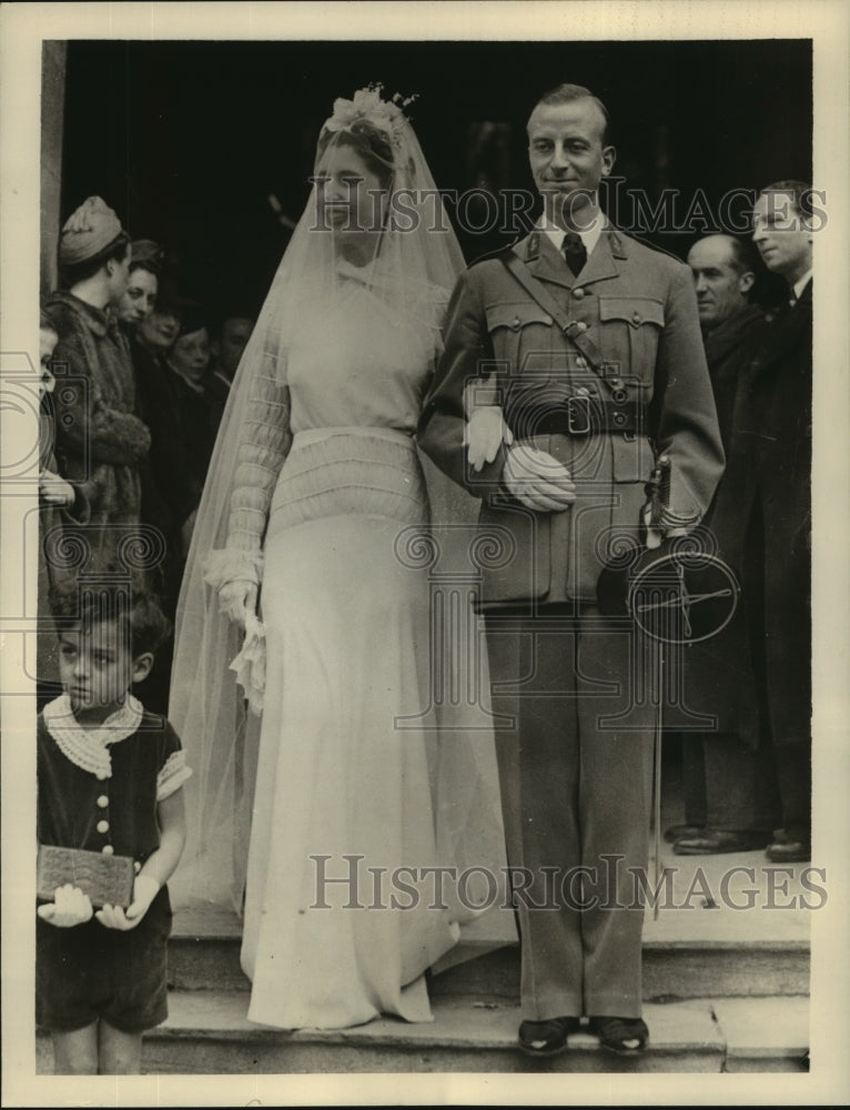 1941 Press Photo Jacques Huntziger Son of Charles Huntziger, Weds Ms De Feligond-Historic Images