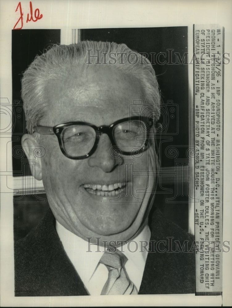 1956 Italian Pres Giovanni Gronchi Visits White House to Meet Pres - Historic Images