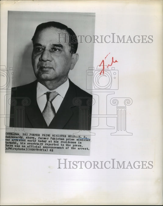 1962 Former Pakistani Prime Minister HS Suhrawardy arrested - Historic Images
