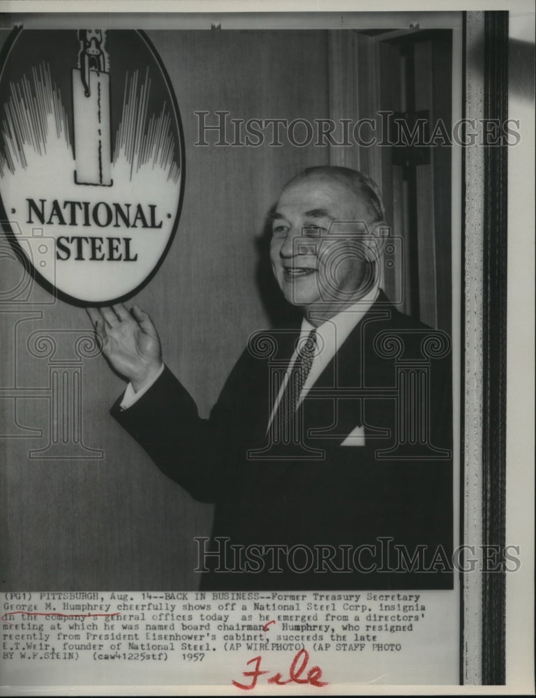 1957 Press Photo Former Treasury Secretary George M. Humphrey - sba05163-Historic Images