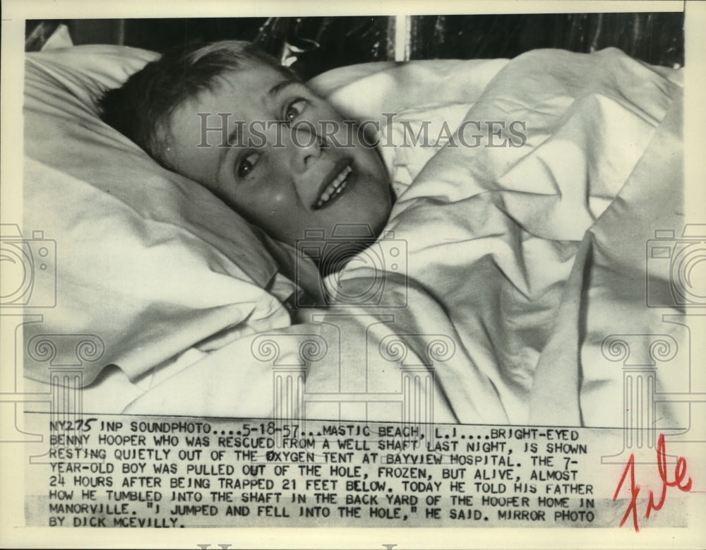 1957 Benny Hooper 7 Recovering at Bayview  from Falling in Well - Historic Images