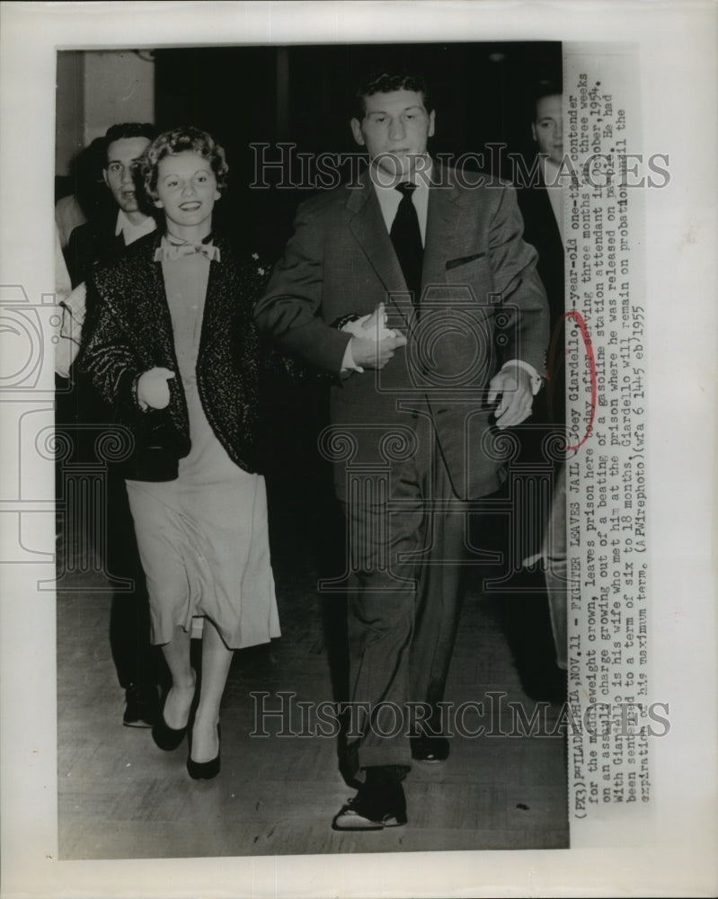 1955 Joey Giardello Released on Probation After Serving 3 Months - Historic Images