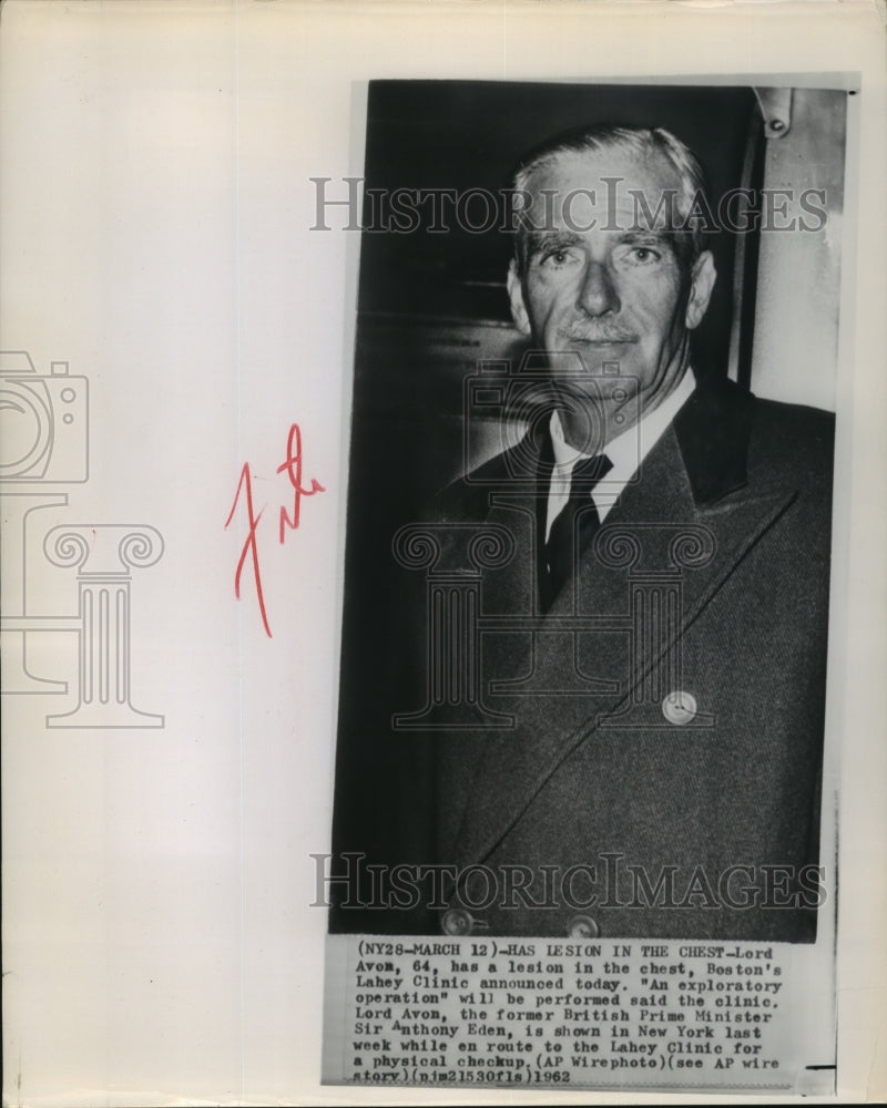 1962 Lord Avon, former British Prime Minister Sir Anthony Eden - Historic Images