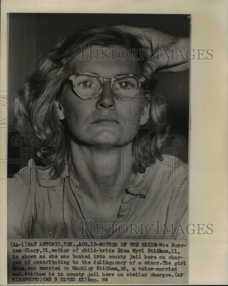 Press Photo Merriam Clary Booked for Contributing to Delinquency of a minor - Historic Images
