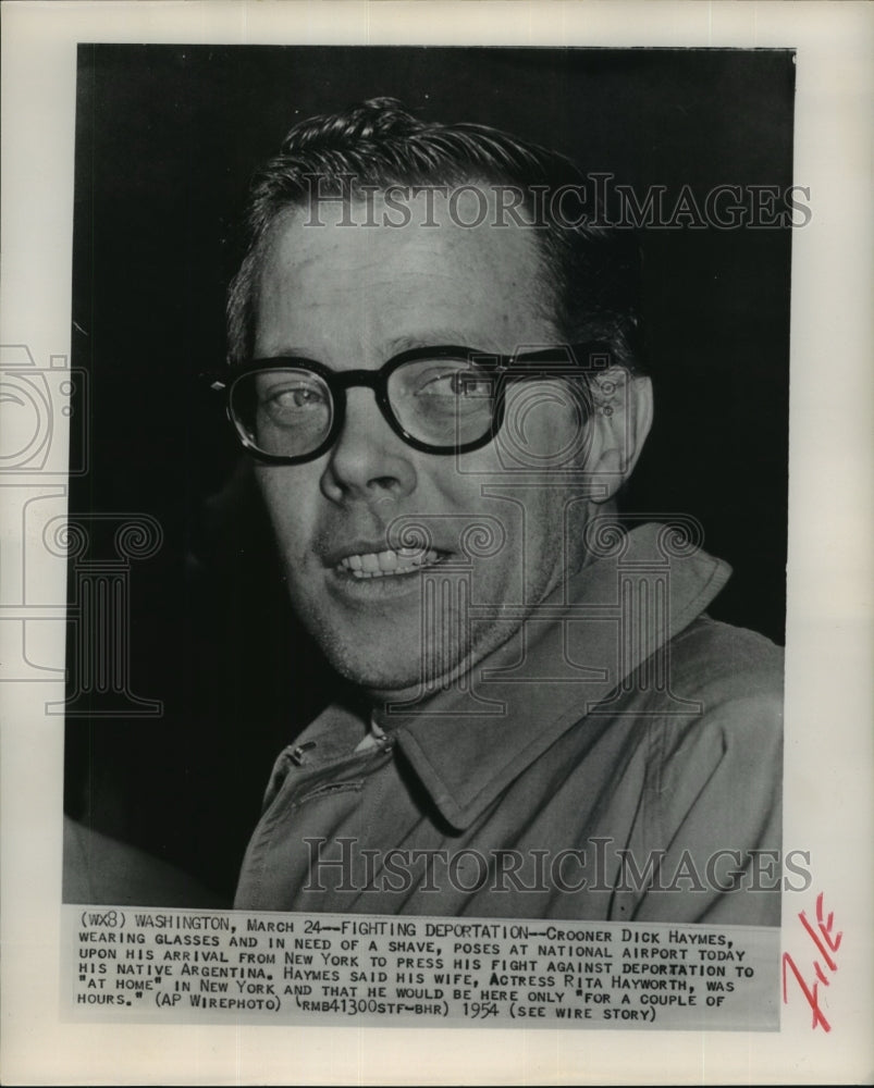 1954 Press Photo Crooner Dick Haymes poses at National Airport Today - sba06390- Historic Images
