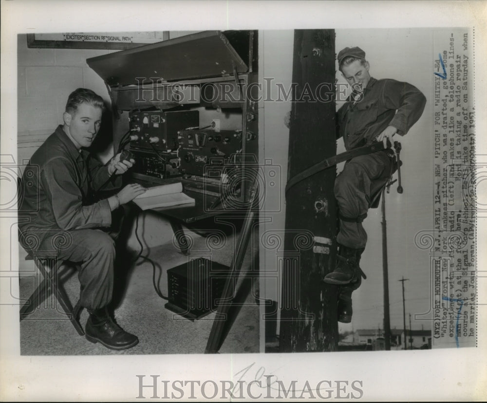 1951 Press Photo Ed Ford, New York Yankees pitcher takes radio repair course-Historic Images