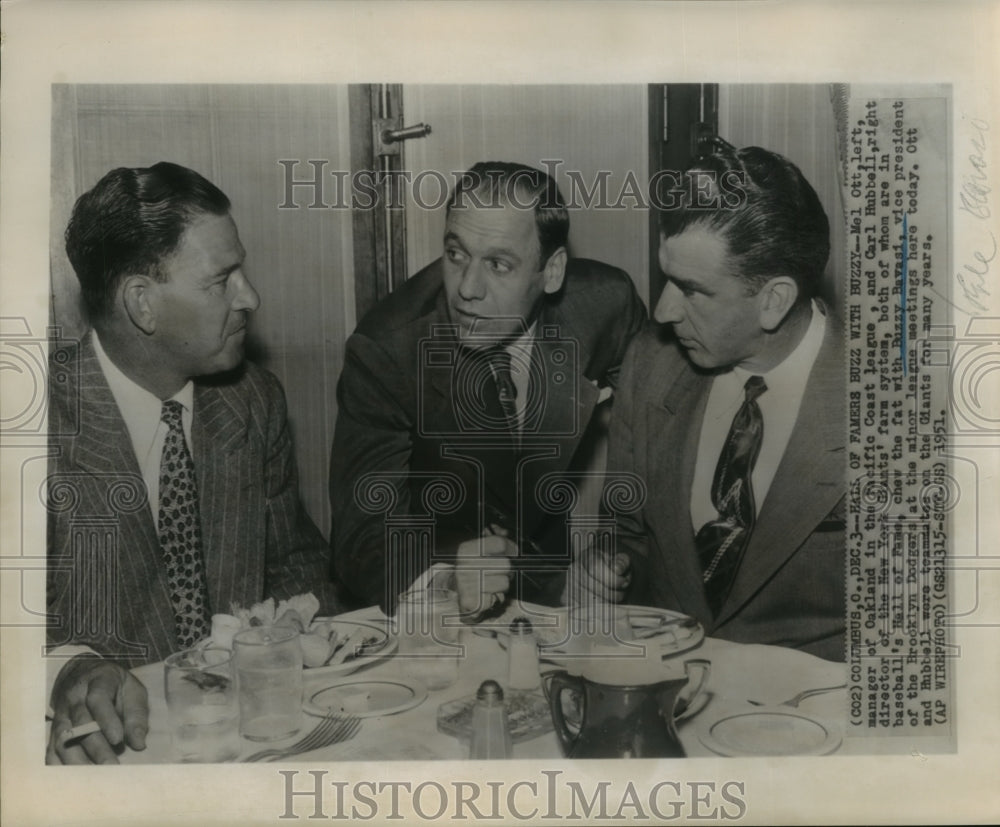 1951 Press Photo Baseball Hall of Famers attend minor league meeting - sba06589 - Historic Images