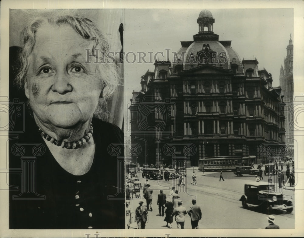 1953 Press Photo New York Post Office Stands on Land Owned by Sarah J Flaherty - Historic Images