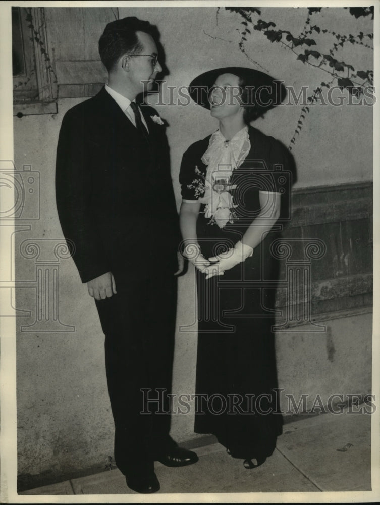 1936 Press Photo David Lamson Married Second Wife Ruth Rankin in Beverly Church-Historic Images