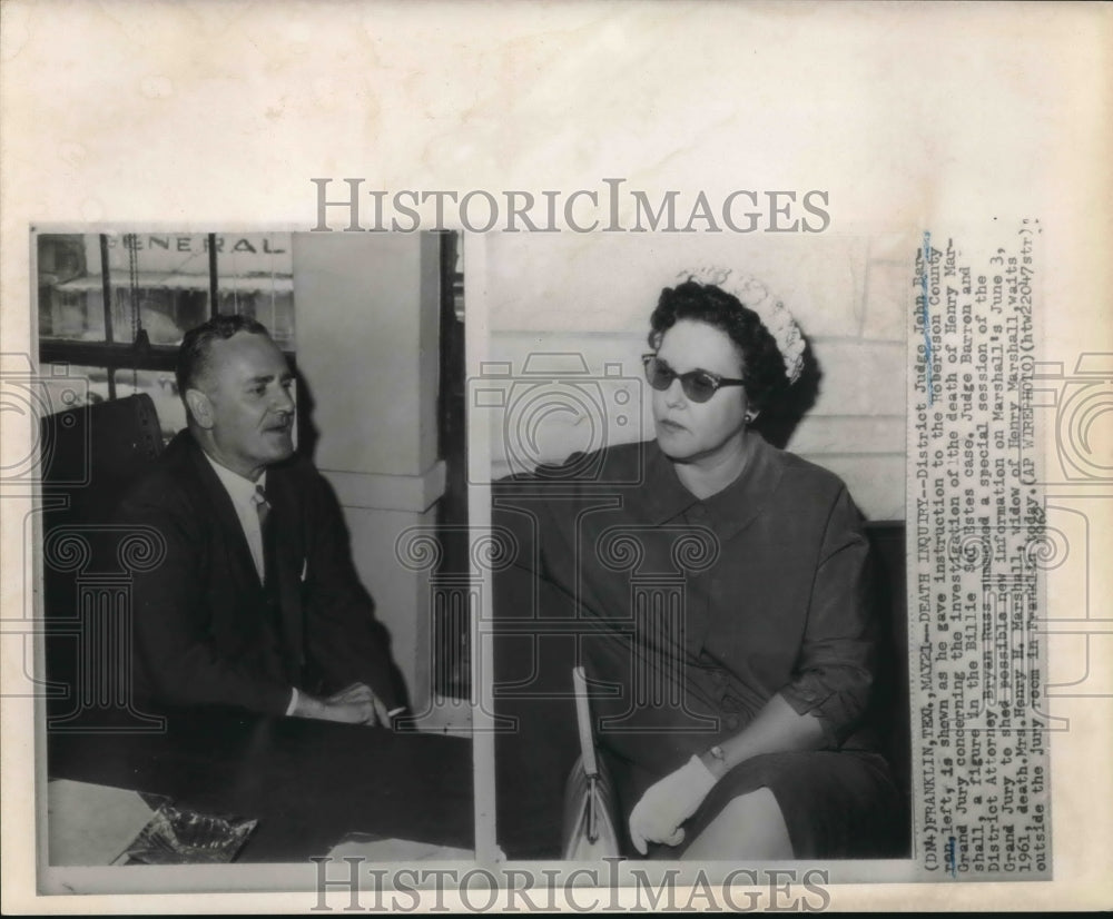 Press Photo District Judge John Barron & Ms Henry H Marshall at Special Session - Historic Images