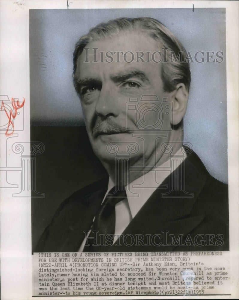 1955 Press Photo Sir Anthony Eden, rumored to be successor of Winston Churchill-Historic Images