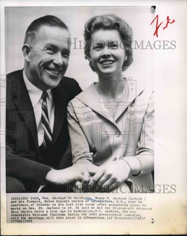 1961 Press Photo Senator Henry Jackson announces marriage to Helen Hardin-Historic Images