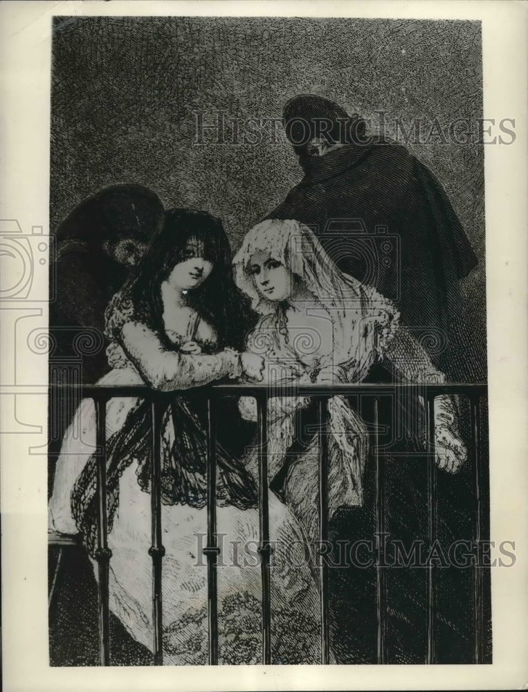 Press Photo Goya&#39;s &quot;Mayas on a Balcony&quot; masterpiece to be returned after WWII - Historic Images