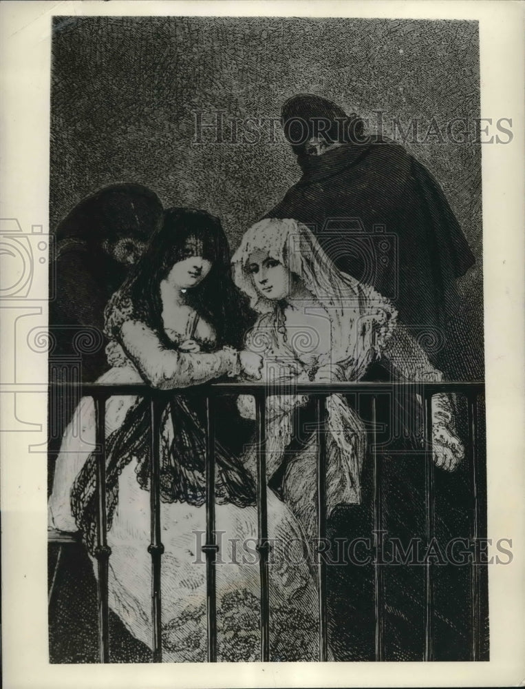 Press Photo Goya's "Mayas on a Balcony" masterpiece to be returned after WWII - Historic Images