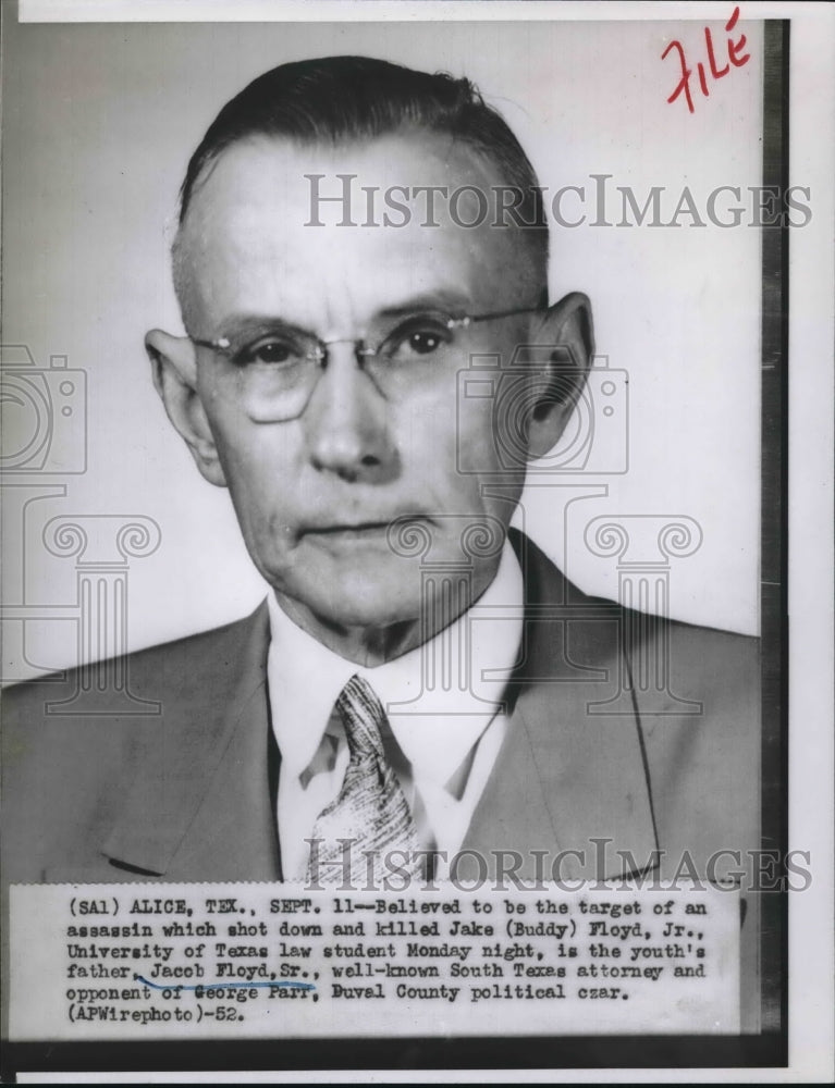 1952 Press Photo Assassin Shoots Down & Kills Law Student Jake (Buddy) Floyd Jr-Historic Images