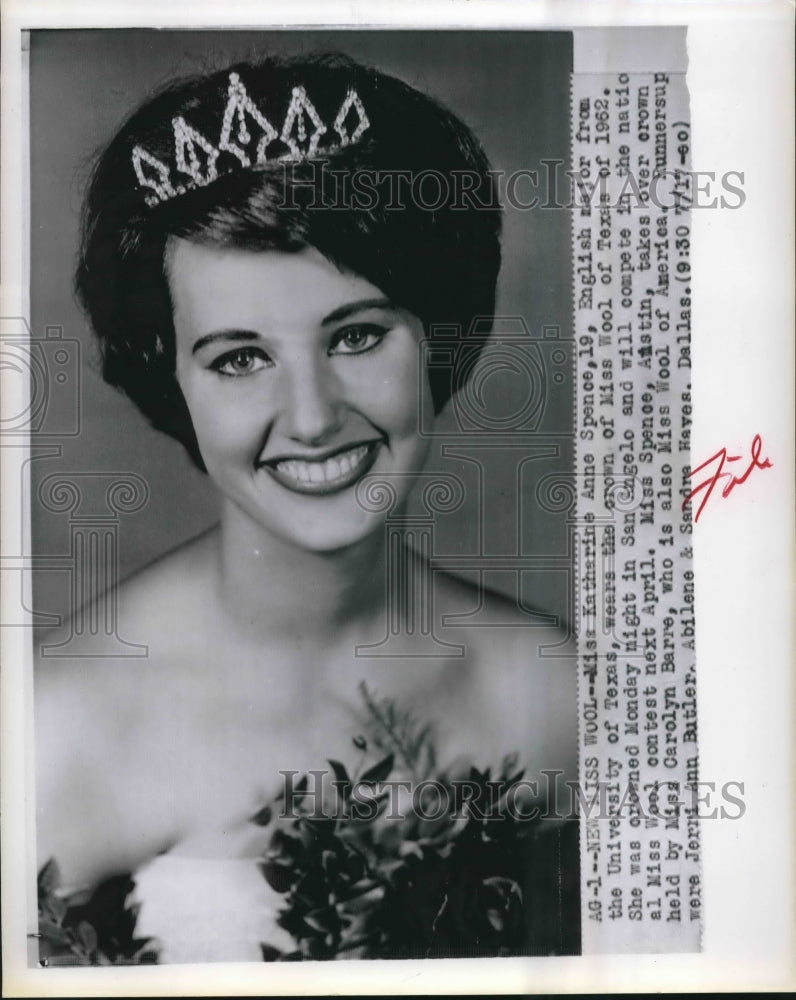 1960 Katherine Anne Spence Miss Wool of Texas of 1962 - Historic Images