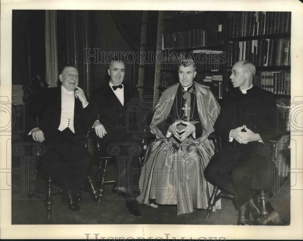 1939 Press Photo Msgr John J O'Hara, Maj Bowes, Joseph Connolly, Bishop Donahue-Historic Images