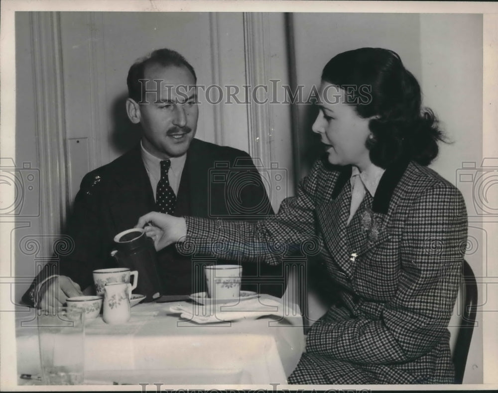 1947 Prince Peter &amp; wife Princess Irene of Greece at hotel in NYC - Historic Images