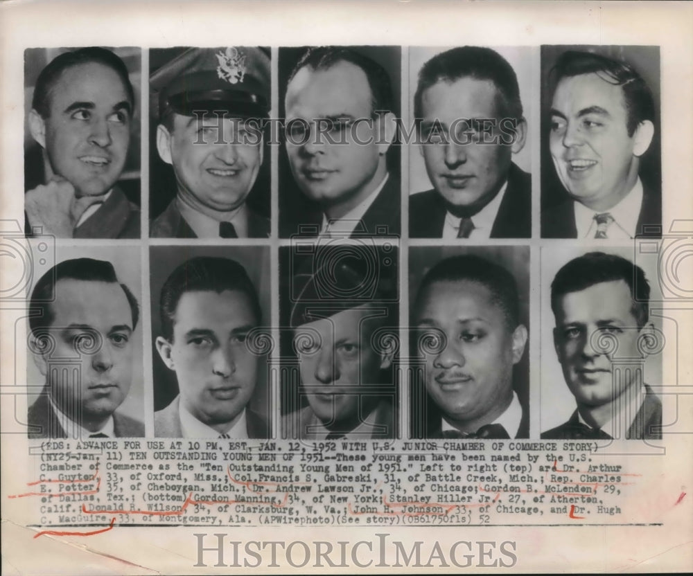 1952 Men Named by U.S. Chamber of Commerce as Outstanding of 1951 - Historic Images