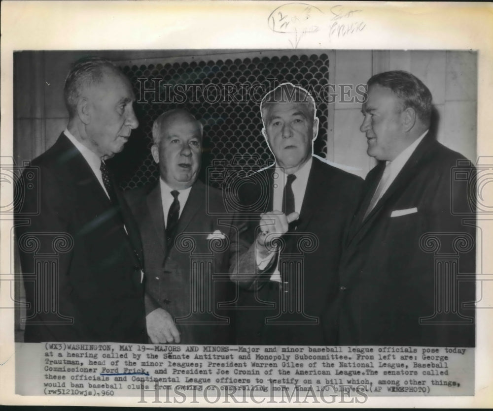 1960 Press Photo George Trautman, Warren Giles, Ford Frick & Joe Cronin-Historic Images