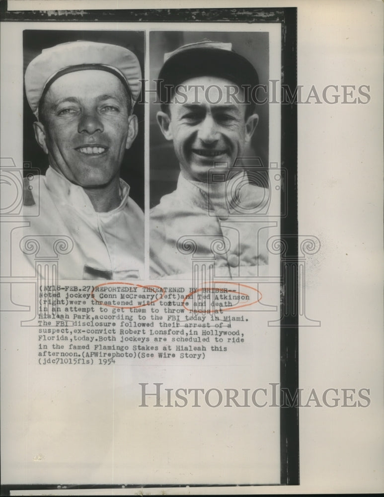 1954 Conn McCreary and Ted Atkinso, jockeys threatened to throw race - Historic Images