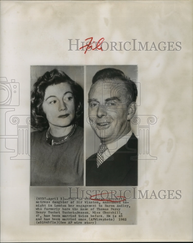 1962 Press Photo Sarah Churchill engaged to Baron Audley aka Thomas Percy-Historic Images