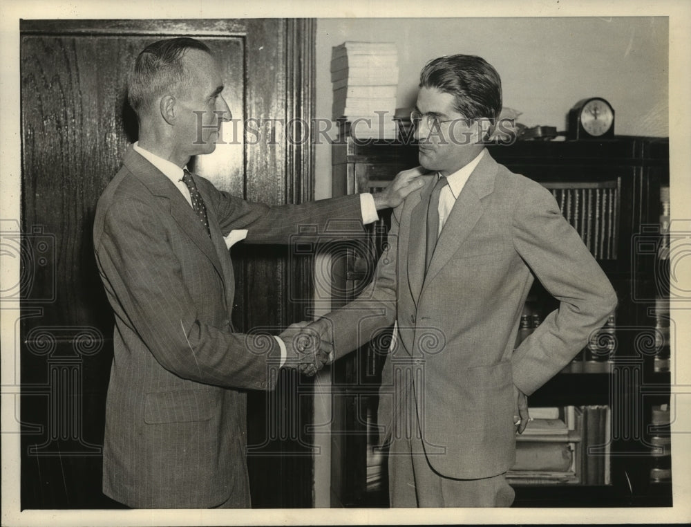 1934 Press Photo John L. Donovan with his Atty. John N. Finnerty - sba11724-Historic Images