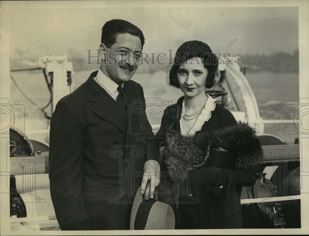 1931 Press Photo Prince Johann Du Lichtenstein and wife arrive in United States - Historic Images