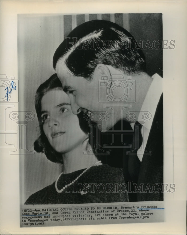 1963 Denmark Princess Anne Marie & Greece Crown Prince Constantine - Historic Images