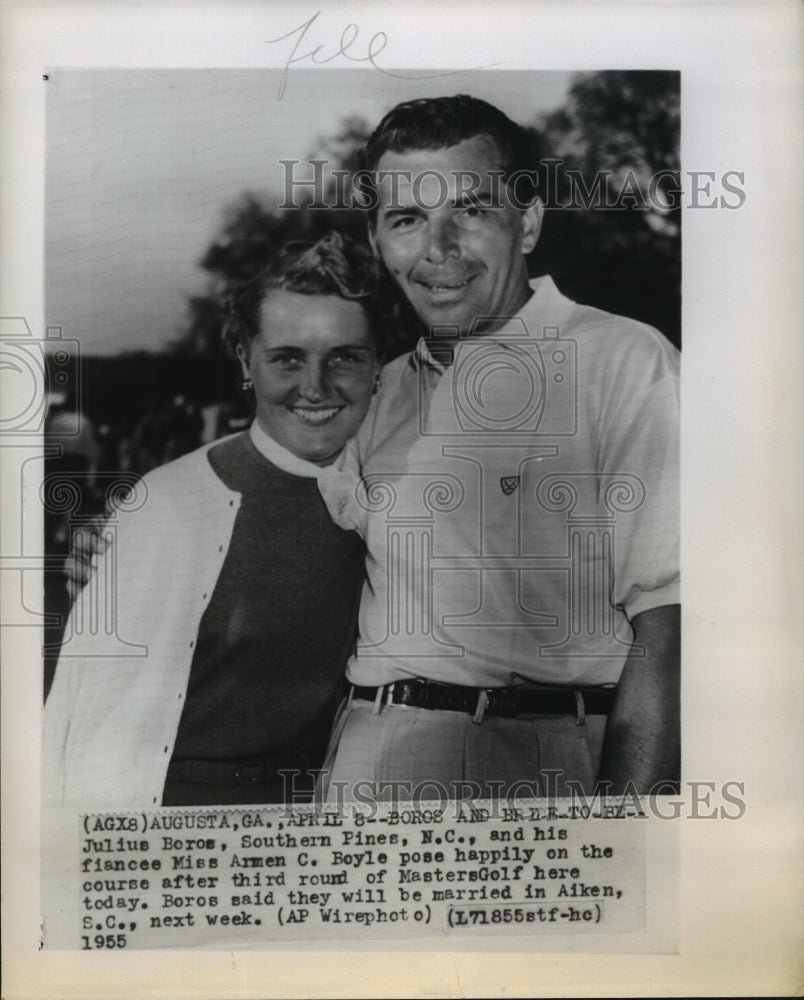 1955 Press Photo Julius Boros and fiancee Armen Boyle at the Master Golf-Historic Images