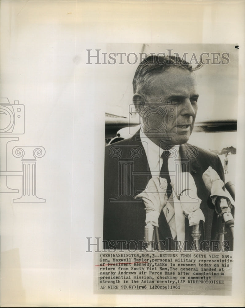 1961 Press Photo Gen.Maxwell Taylor Military Representative of Pres.Kennedy-Historic Images