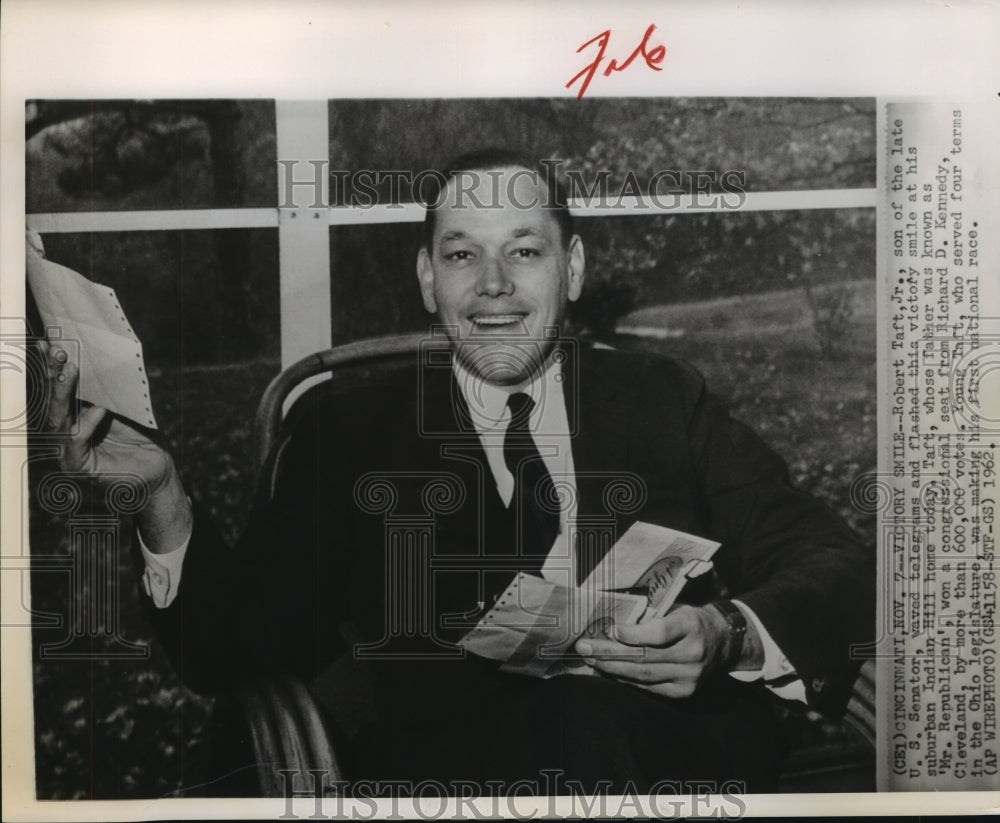 1962 Press Photo Robert Taft Jr son of late Senator wins seat in Congress-Historic Images