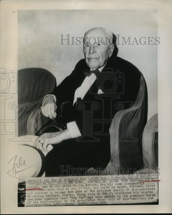 1950 Press Photo Samuel Riddle is the owner of the greatest horse name ...