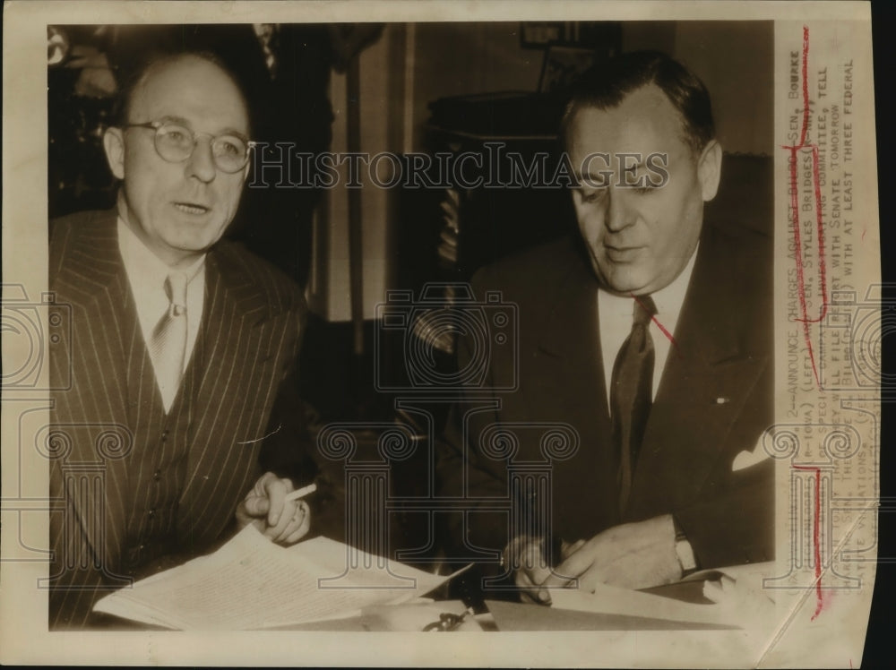 1946 Press Photo Sen Bourke Hickenoose of Iowa & Sen Styles Bridges of NH-Historic Images