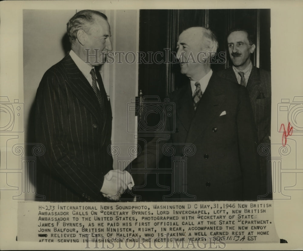1946 Press Photo New British Amb Lord Inverchapel & US Secy of State J Byrnes-Historic Images