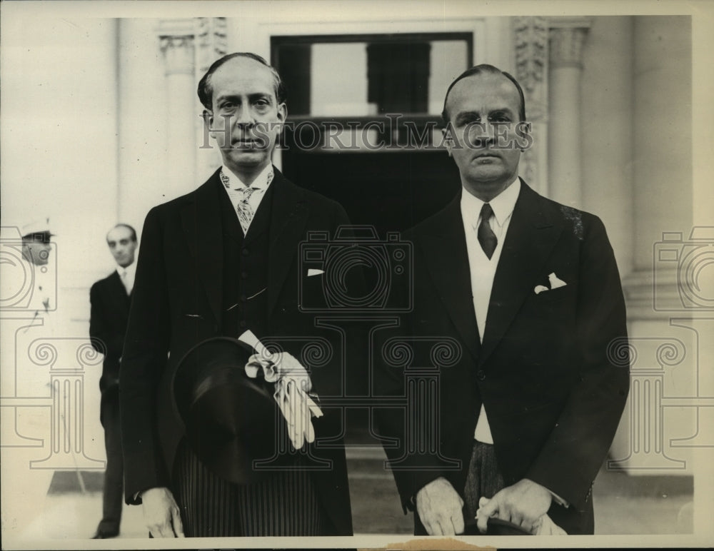 1931 Press Photo Louis Abelli, Warren Robbins of Bolivia arrives at White House-Historic Images