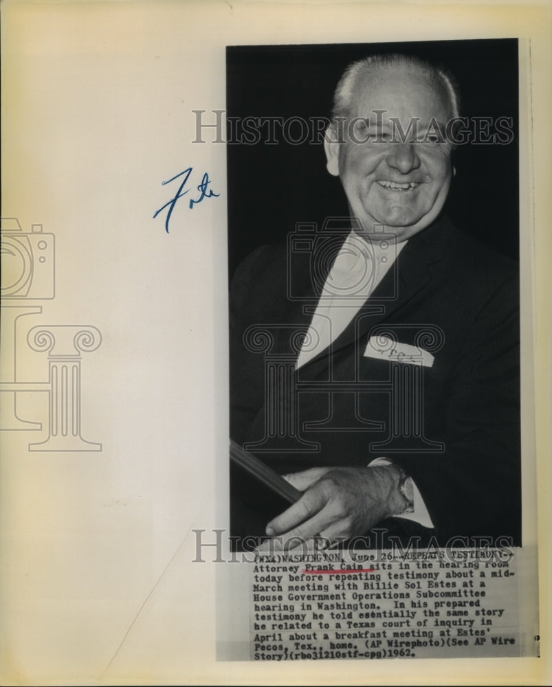 1962 Attorney Frank Cain appears at the repeat testimony hearing - Historic Images