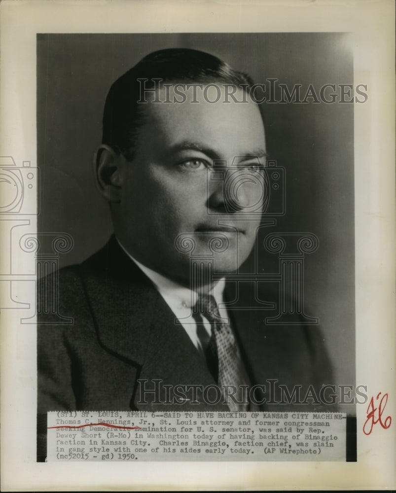 1950 Press Photo Thomas Hennings Jr. St Louis Attorney and Senator from Missouri-Historic Images