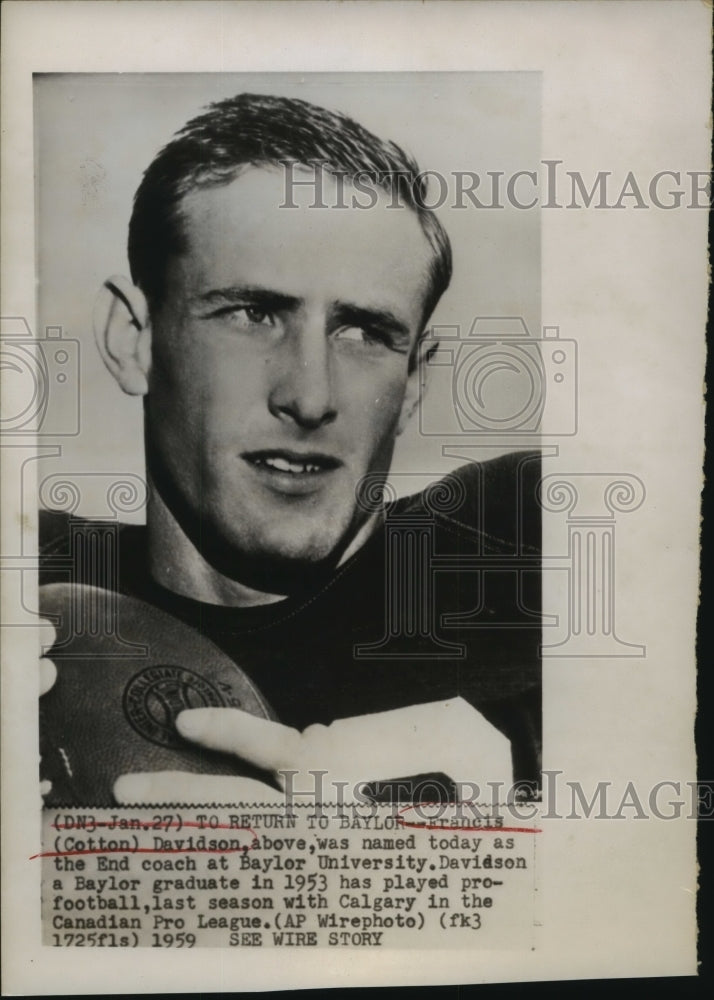 1959 Press Photo Francis Davidson was named as End coach at Baylor University-Historic Images