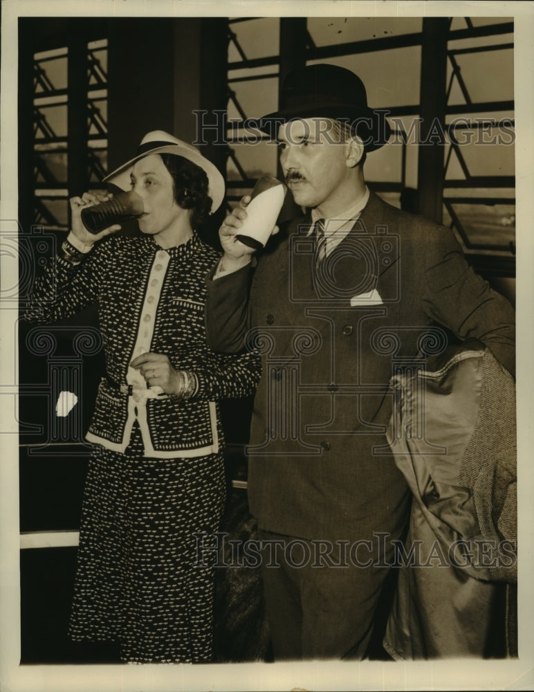 1940 Press Photo Guy LaChambre ex Air Minister of France & wife Odallia in NYC- Historic Images