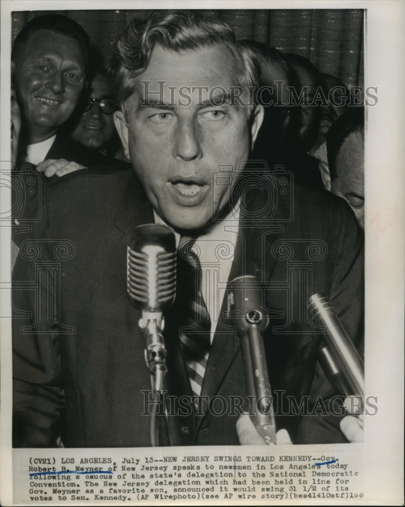 Press Photo Gov.Robert Meyner of New Jersey speaks to newsmen in Los Angeles-Historic Images