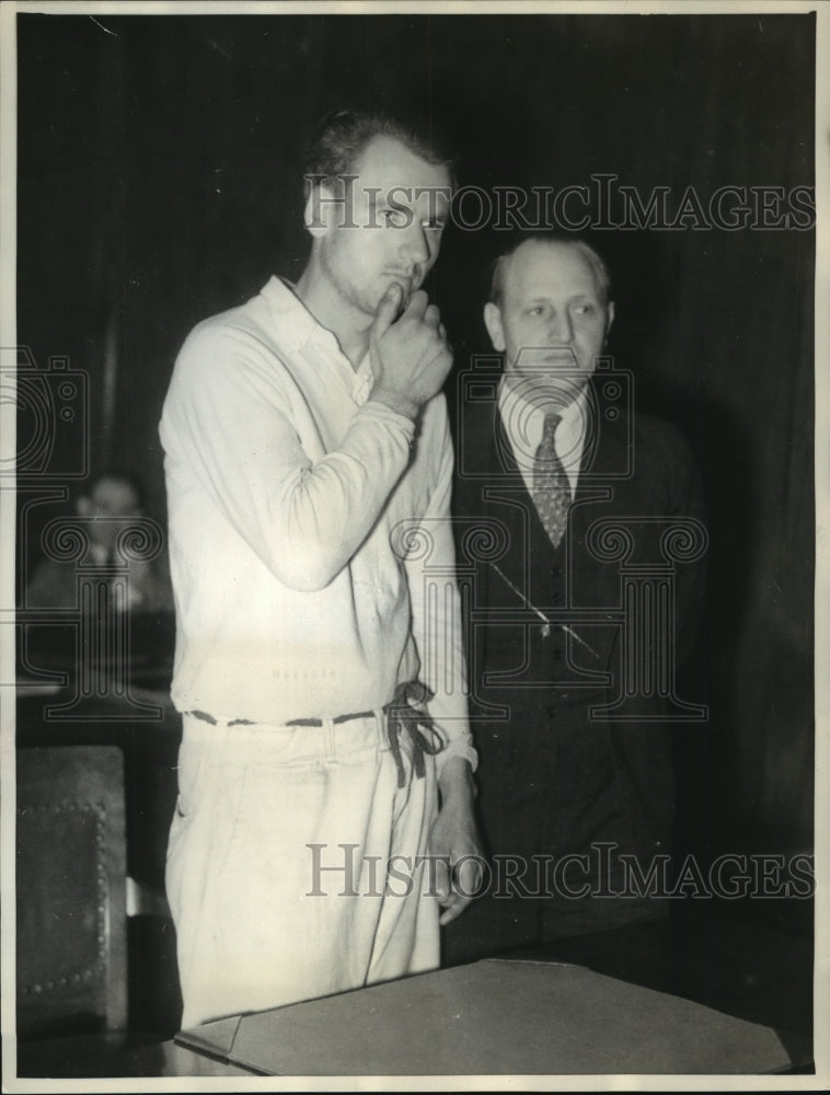 1935 Press Photo William Hardy accused of brutally beating sister at court trial-Historic Images