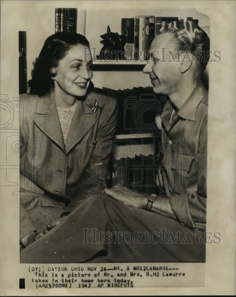 1947 Mr. &amp; Mrs. Lamarre in their home on Dayton Ohio - Historic Images