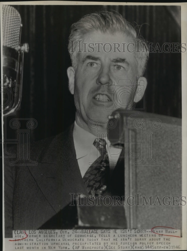 1946 Press Photo Henry Wallace former Secretary if Commerce at a meeting-Historic Images